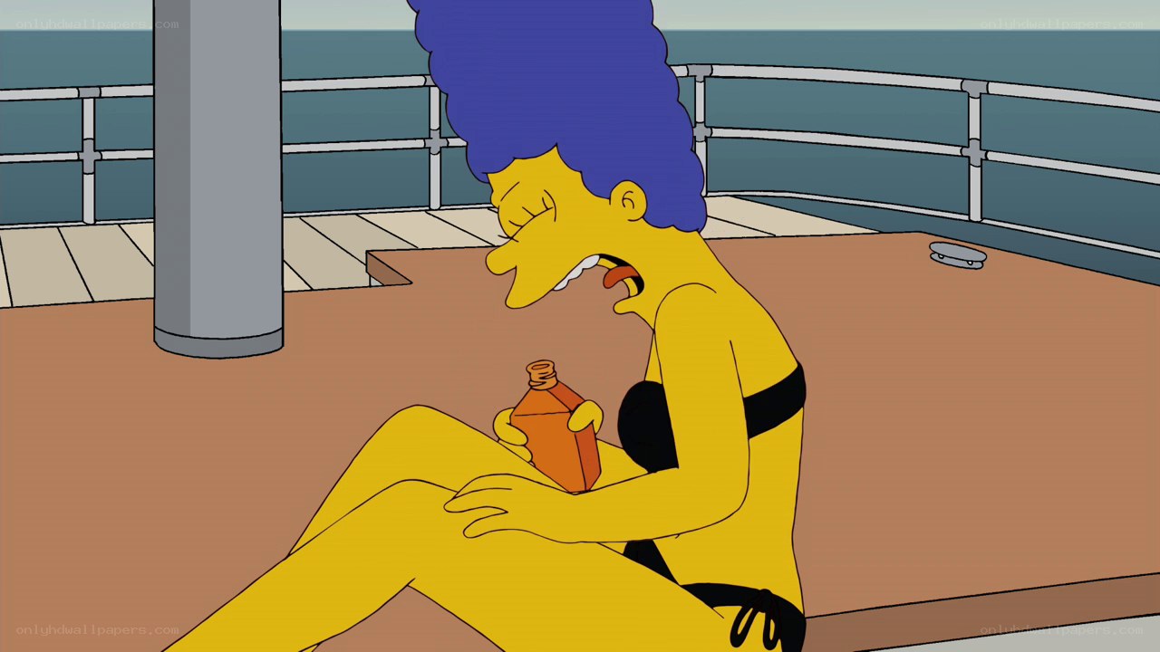 Marge on a cruise ship deck