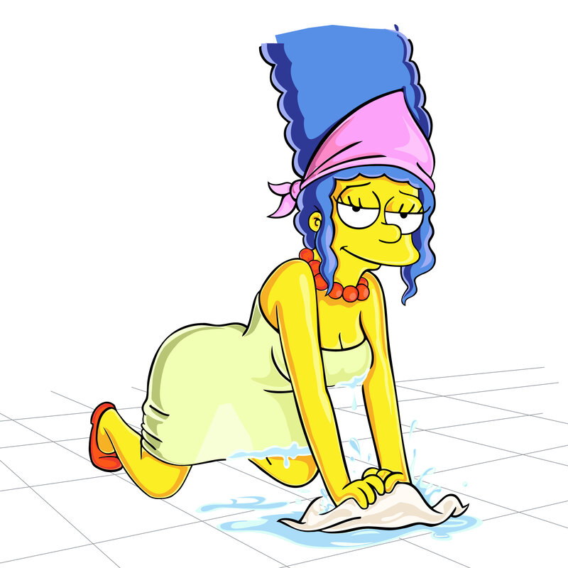 Marge Simpson cleaning floor
