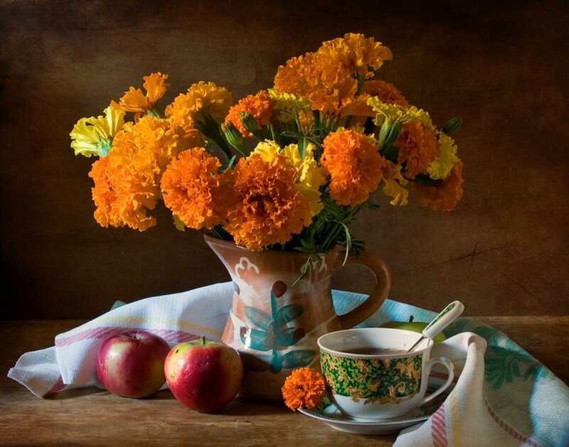 Marigolds in a Pitcher