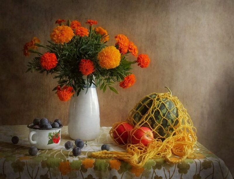 Marigolds in a Vase — Orange