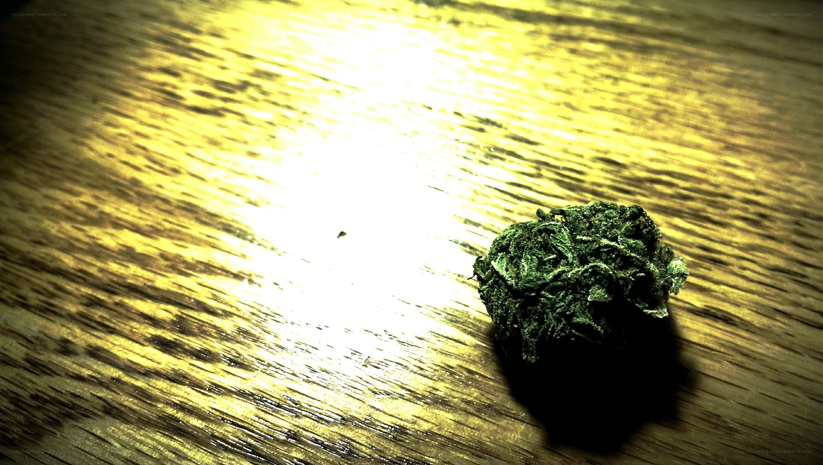 marijuana bud on wooden surface