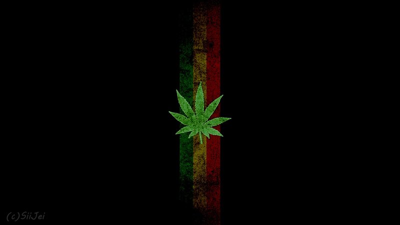 Marijuana Leaf on Flag — Black, Dark