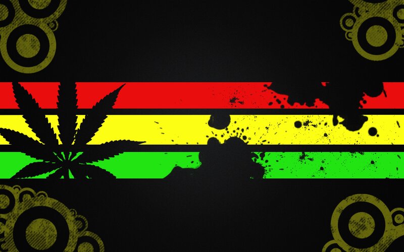 Marijuana Leaf on Flag — Black
