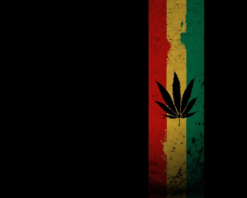 Marijuana Leaf on Flag — Red