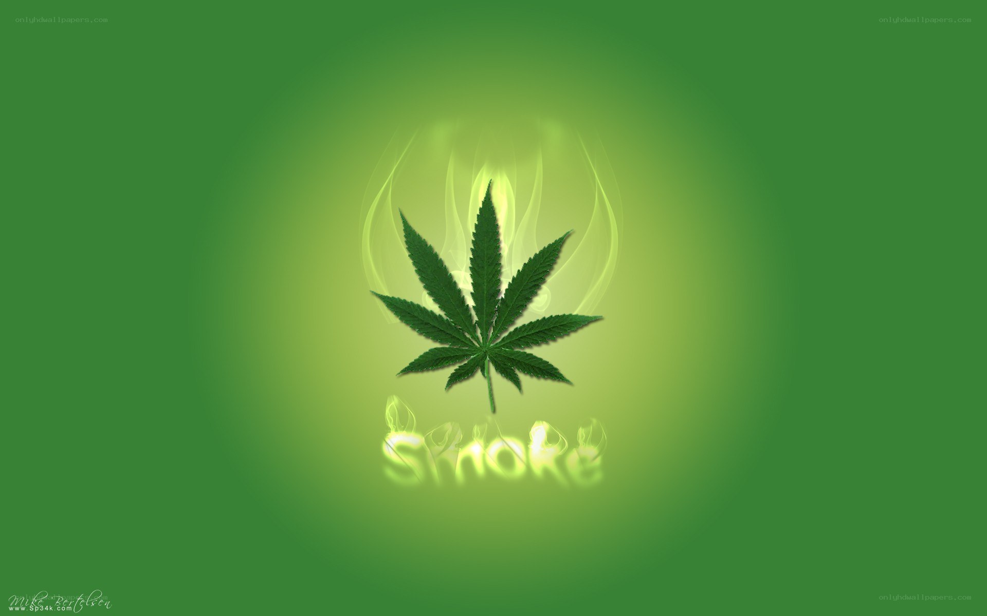 marijuana leaf with smoke effect