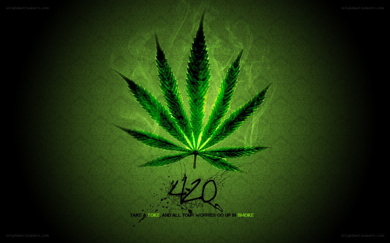 marijuana leaf with text