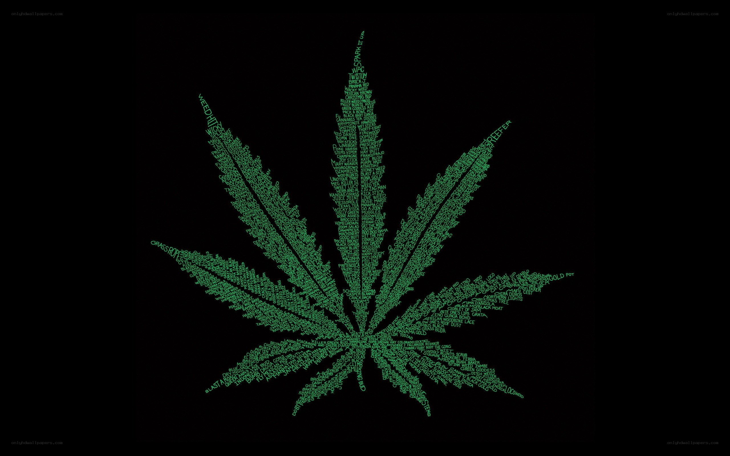 marijuana leaf word art