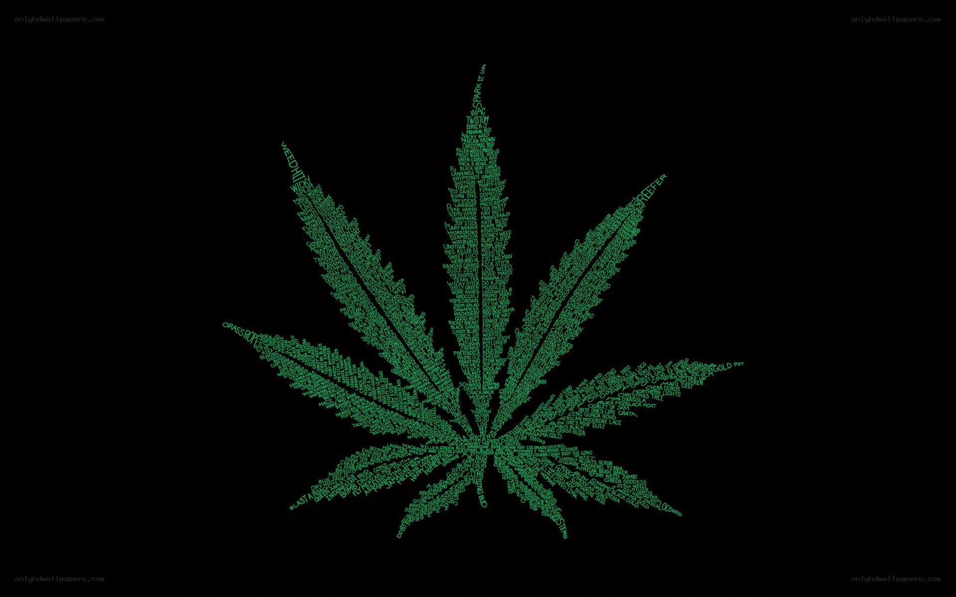 marijuana leaf word art