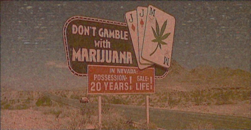 Marijuana warning sign on highway