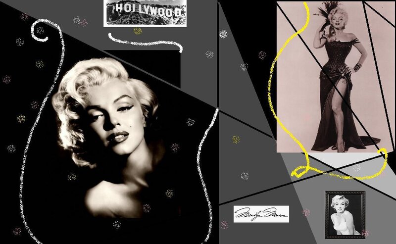 Marilyn Monroe Collage — Black, Dramatic