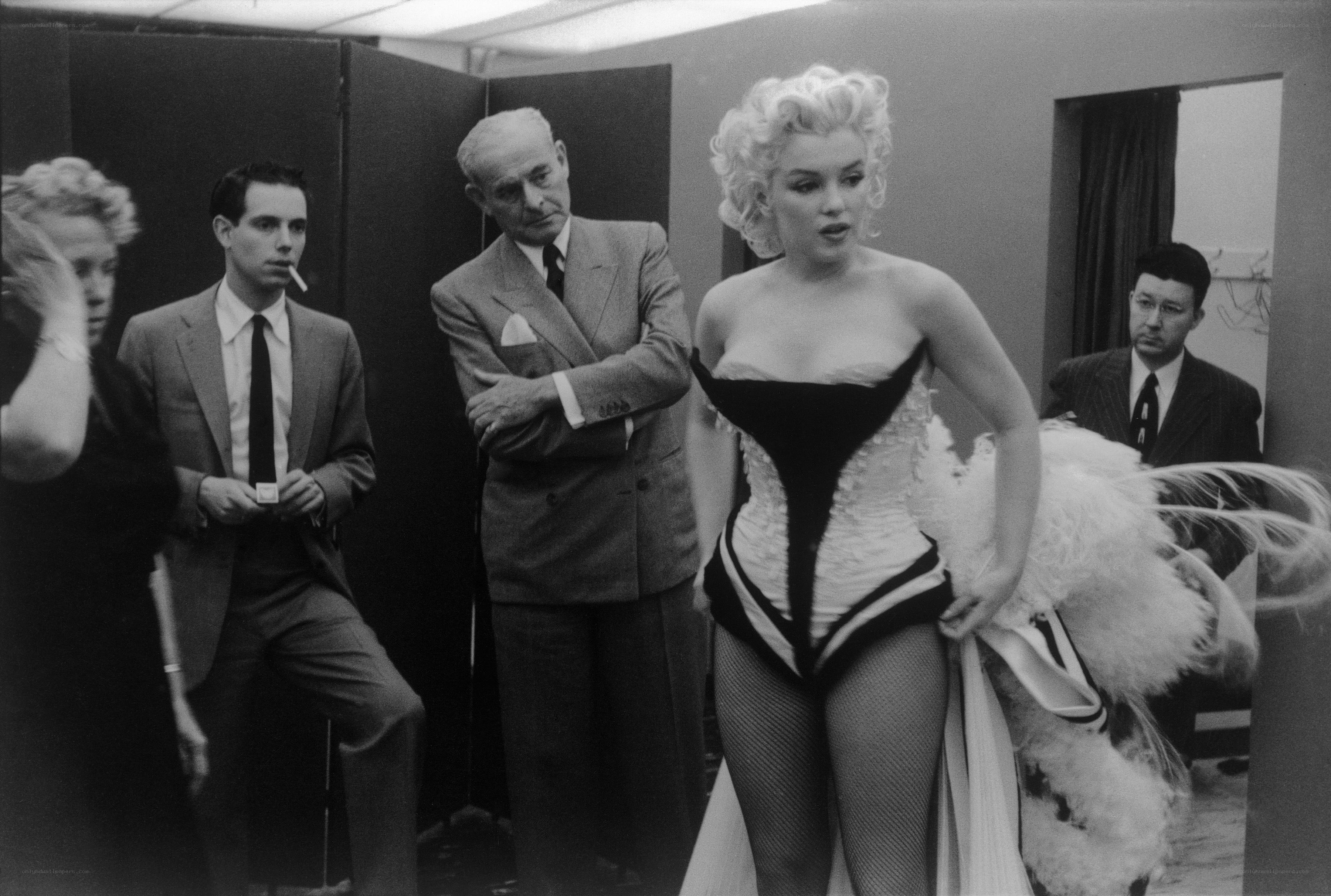 Marilyn Monroe in costume on set