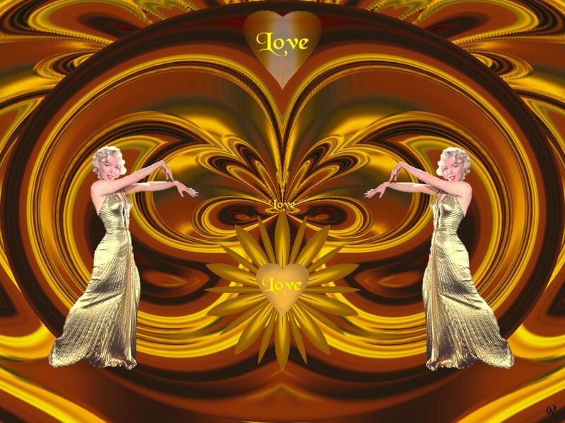 Marilyn Monroe in Gold Dress — Dramatic, Digital Art