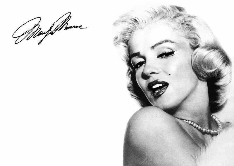 Marilyn Monroe Portrait — Black, Classic, Photograph, Pearl Necklace