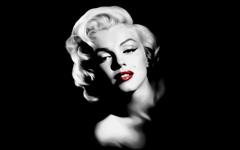 Marilyn Monroe Portrait — Black, Dramatic, Digital Art, Blonde Hair