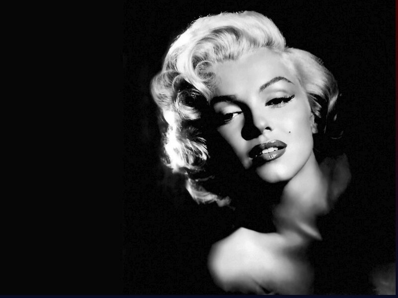 Marilyn Monroe Portrait — Black, Dramatic, Photograph, Blonde Hair, Makeup, Dark Background