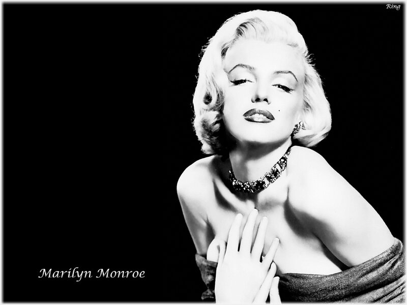 Marilyn Monroe Portrait — Black, Dramatic, Photograph, Necklace, Hand