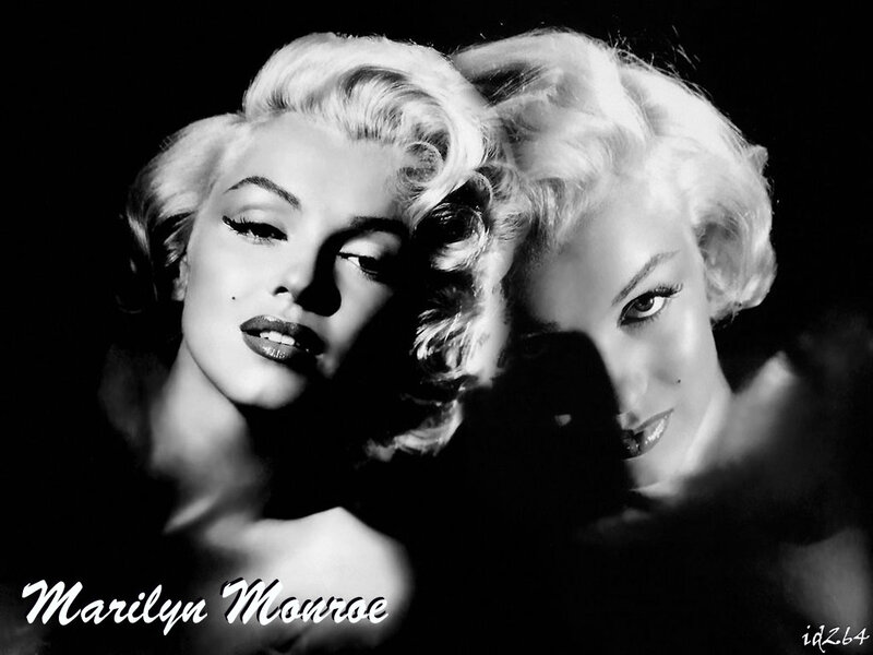 Marilyn Monroe Portrait — Black, Dramatic, Photograph, Woman, Hair
