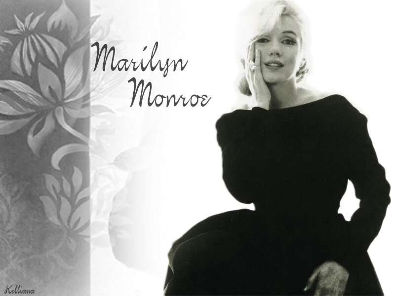 Marilyn Monroe Portrait — Black, Dramatic, Photograph, Woman, Hand on Face