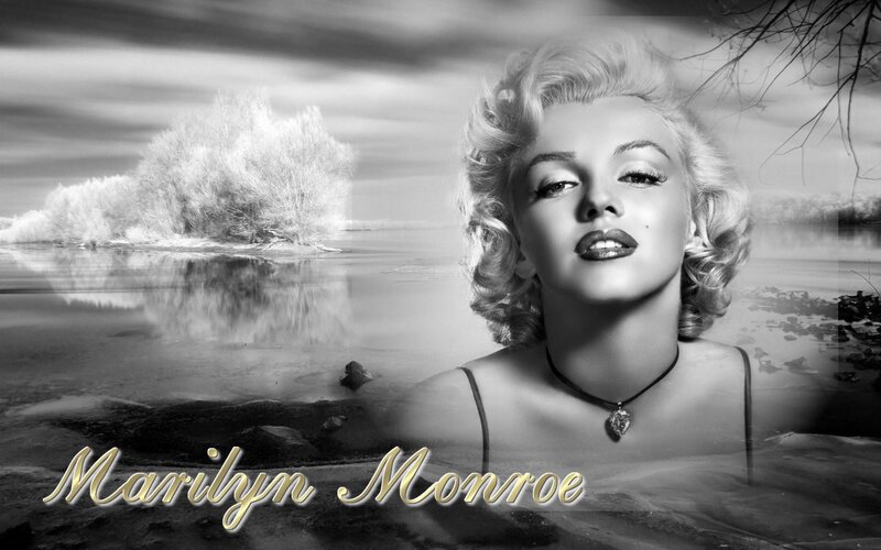 Marilyn Monroe Portrait — Black, Dramatic, Photograph, Woman