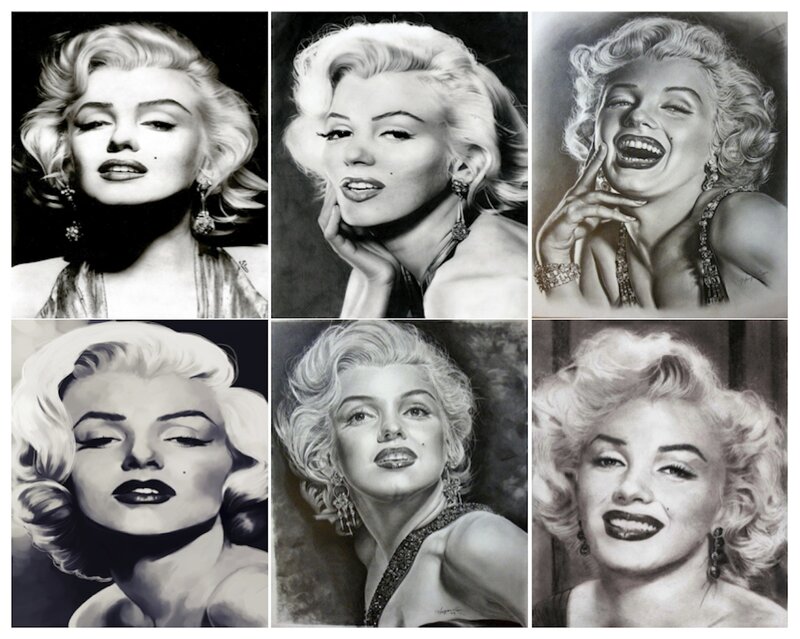 Marilyn Monroe Portraits — Black, Dramatic