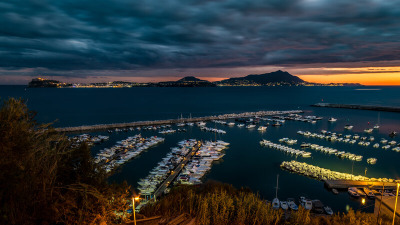 Marina at Dusk — Blue, Dramatic, Sunset
