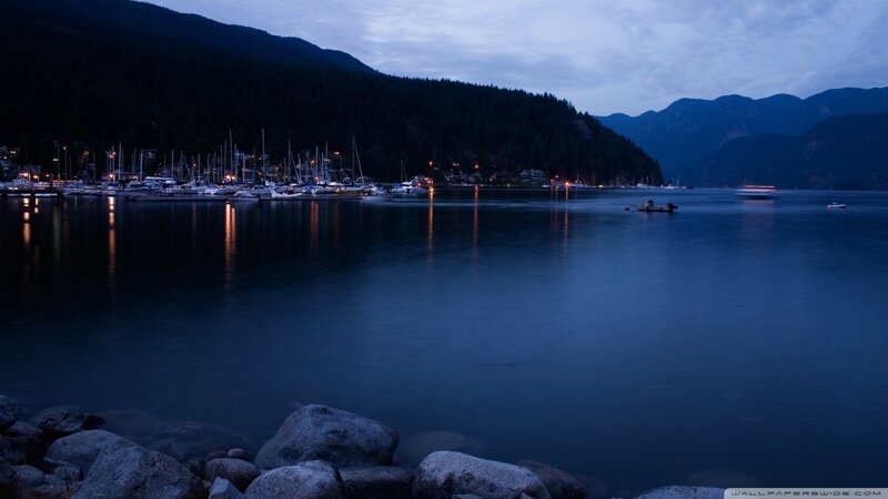 Marina at Dusk — Blue, Serene, Night