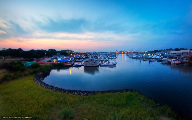 Marina at Dusk — Blue, Serene, Sunset, Photograph