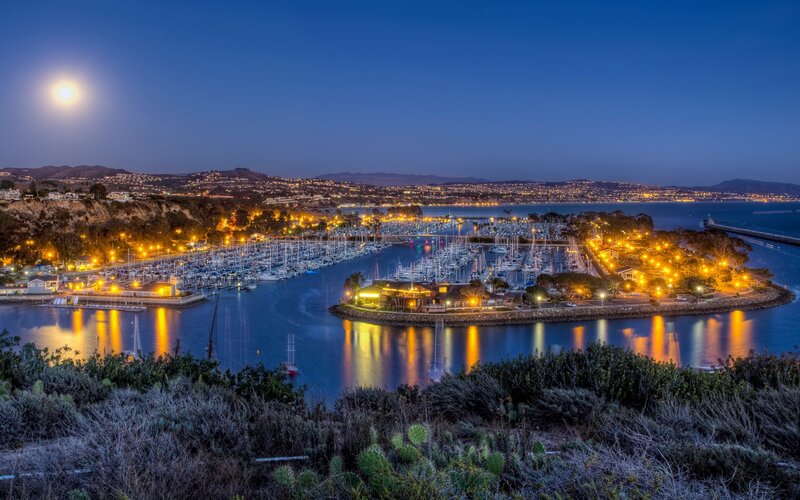 Marina at Night — Blue, Serene