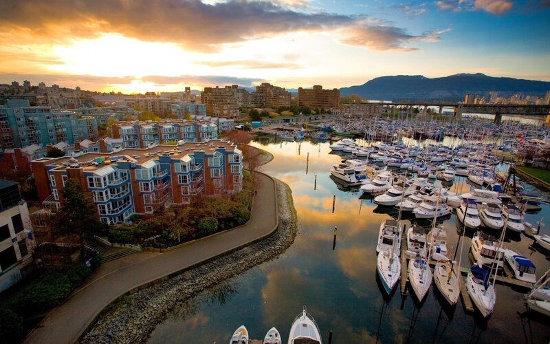 Marina at Sunset — Blue, Serene