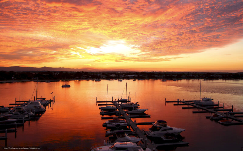 Marina at Sunset — Orange, Serene, Photograph, Boats, Docks, Sky