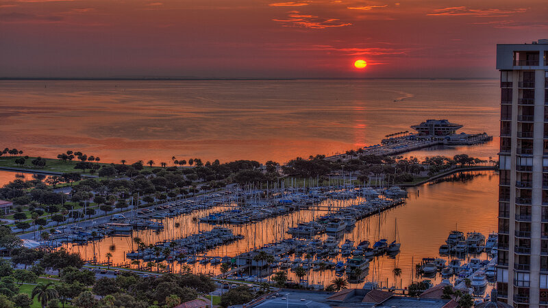 Marina at Sunset — Orange, Serene