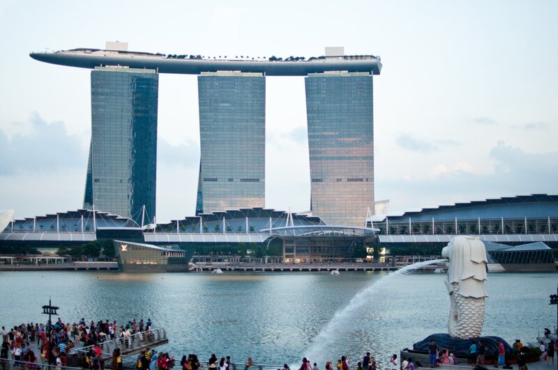 Marina Bay Sands and Merlion