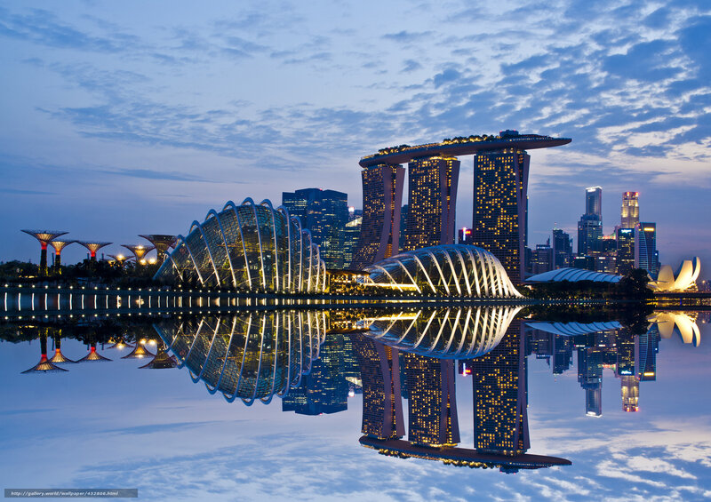 Marina Bay Sands at Dusk — Blue, Serene, Night, Photograph