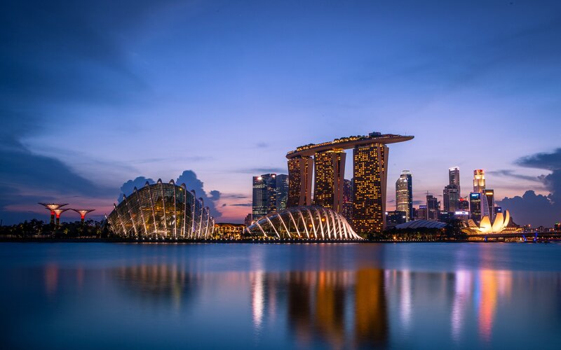 Marina Bay Sands at Dusk — Blue, Serene, Sunset, Photograph, Skyline