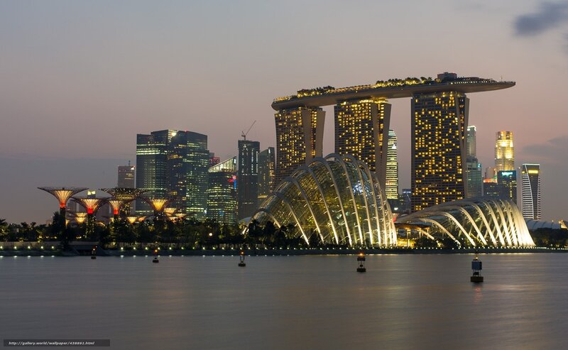 Marina Bay Sands at Dusk — Purple, Serene, Sunset, Photograph