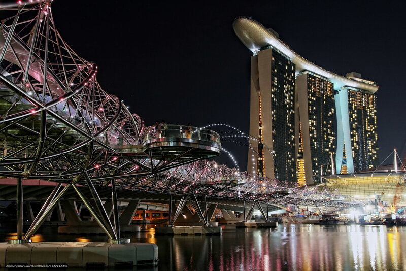 Marina Bay Sands at Night — Black, Dramatic, Photograph, Bridge, Skyscraper
