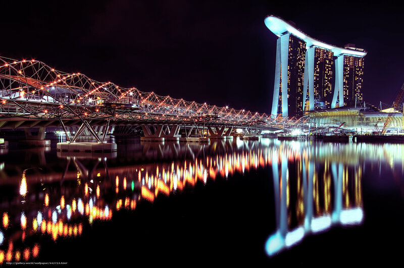 Marina Bay Sands at Night — Black, Dramatic, Photograph, Bridge