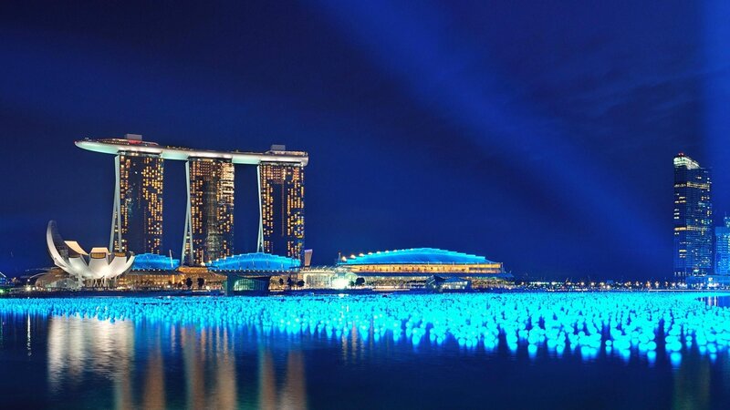 Marina Bay Sands at Night — Blue, Dramatic, Photograph, Skyline