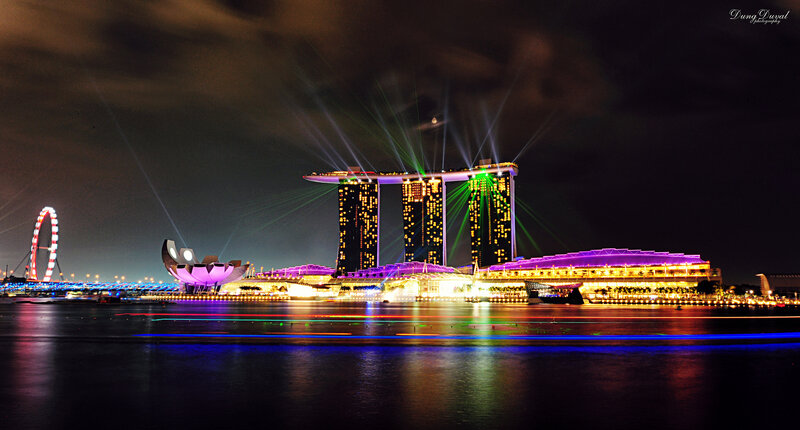 Marina Bay Sands at Night — Purple, Dramatic, Photograph