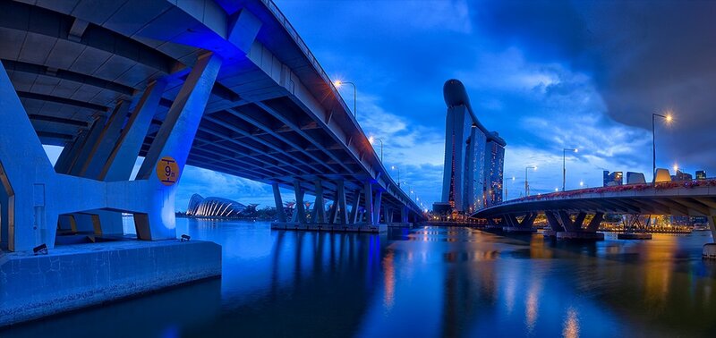Marina Bay Sands Hotel — Blue, Dramatic, Night