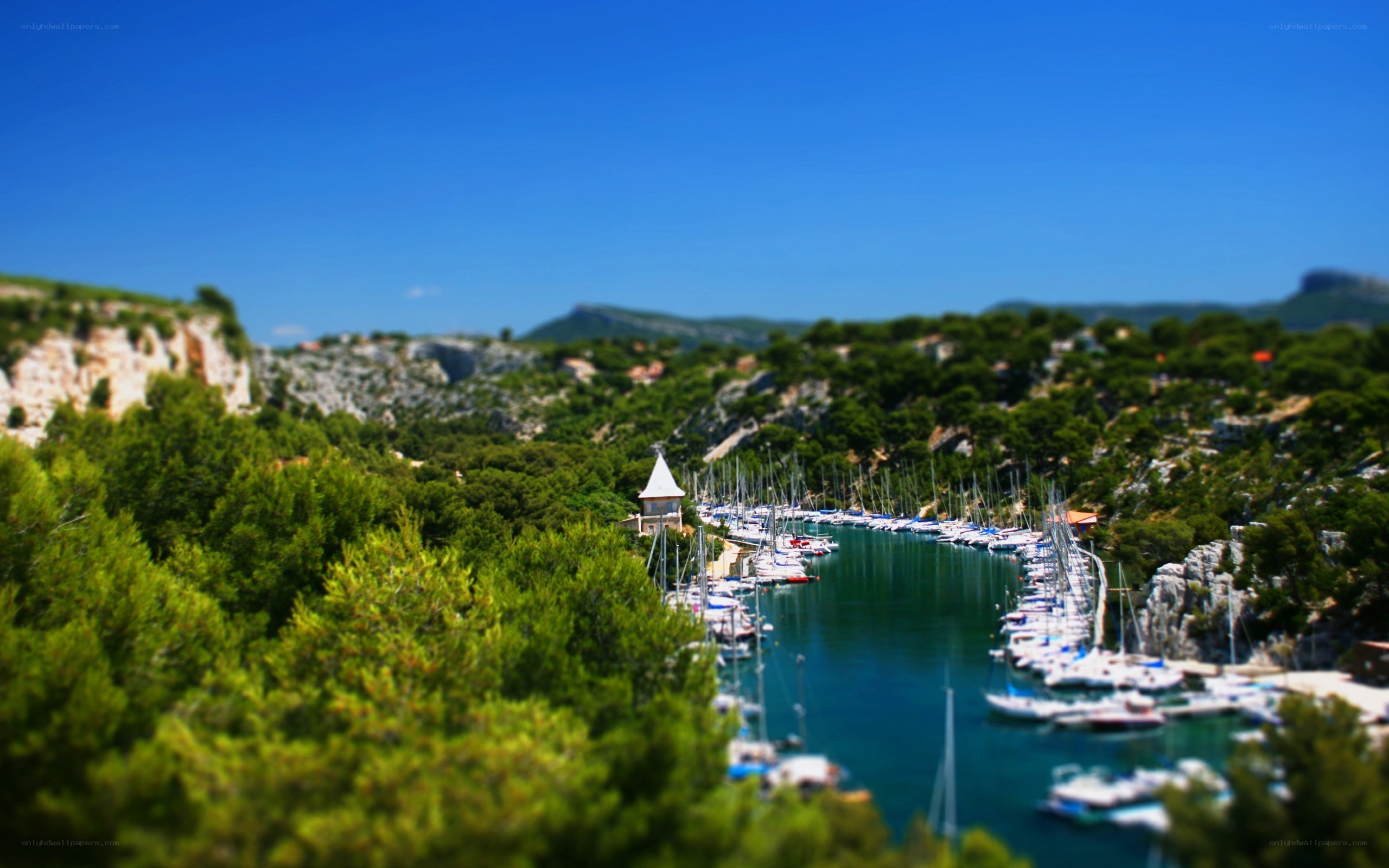 Marina in a coastal valley