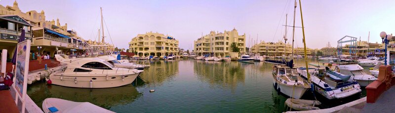 Marina with Boats and Buildings — Green