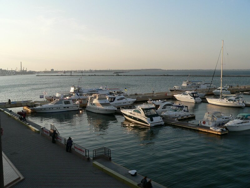 Marina with Boats — Blue, Calm, Sunset, Photograph