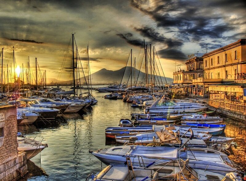 Marina with Boats — Blue, Dramatic