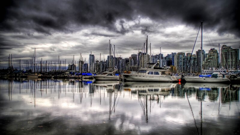 Marina with Boats — Gray, Dramatic, Afternoon