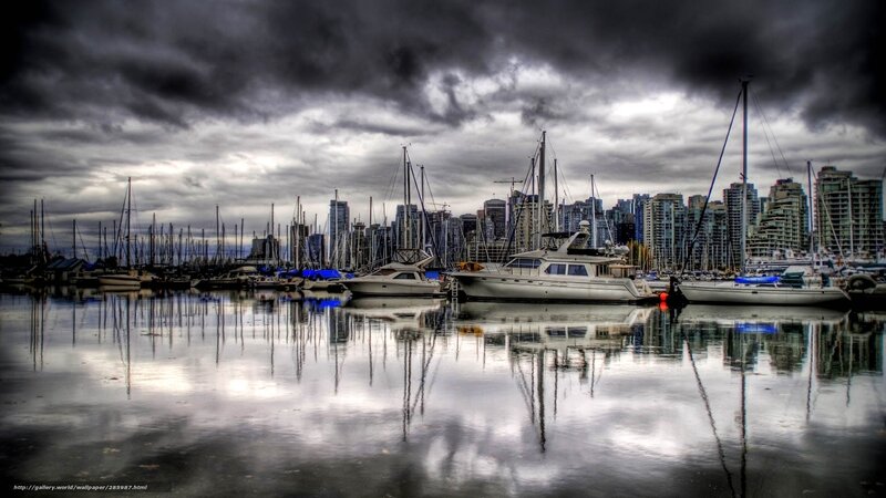 Marina with Boats — Gray, Dramatic