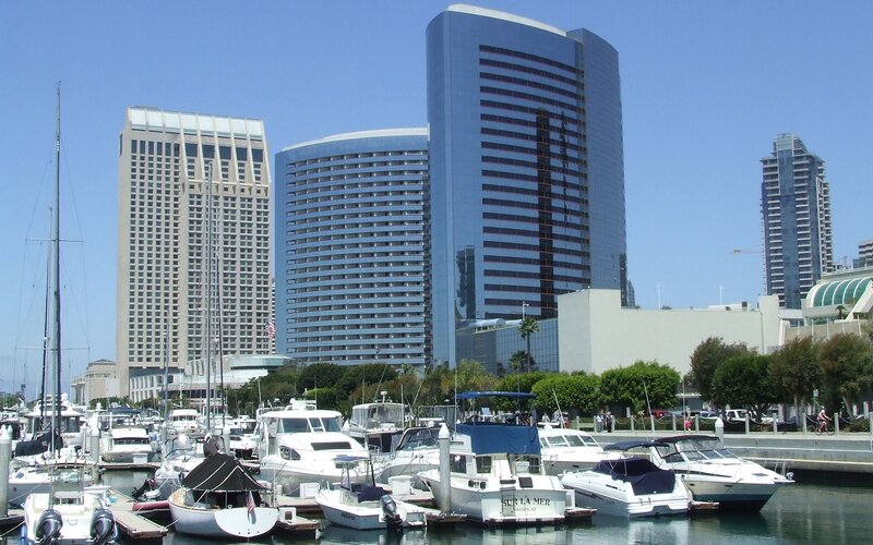 Marina with high-rise buildings