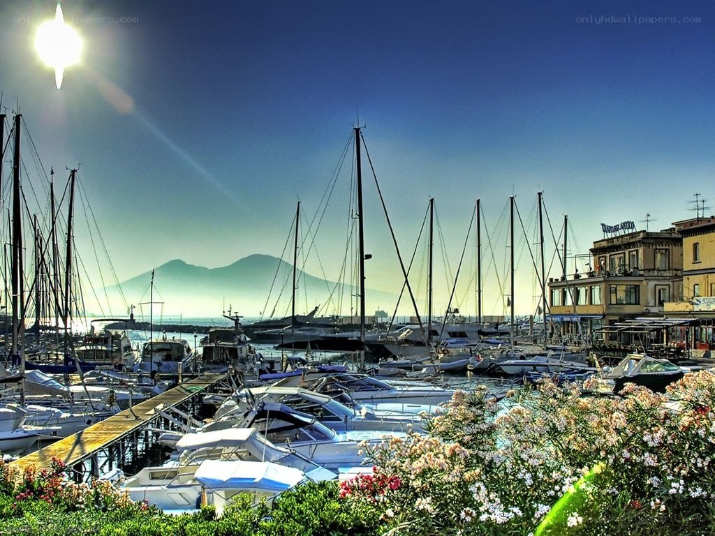 Marina with Mount Vesuvius in background