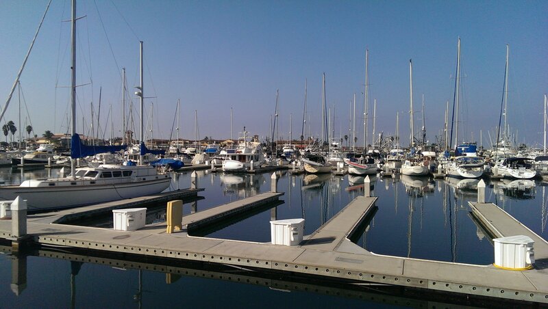 Marina with Sailboats — Blue, Calm