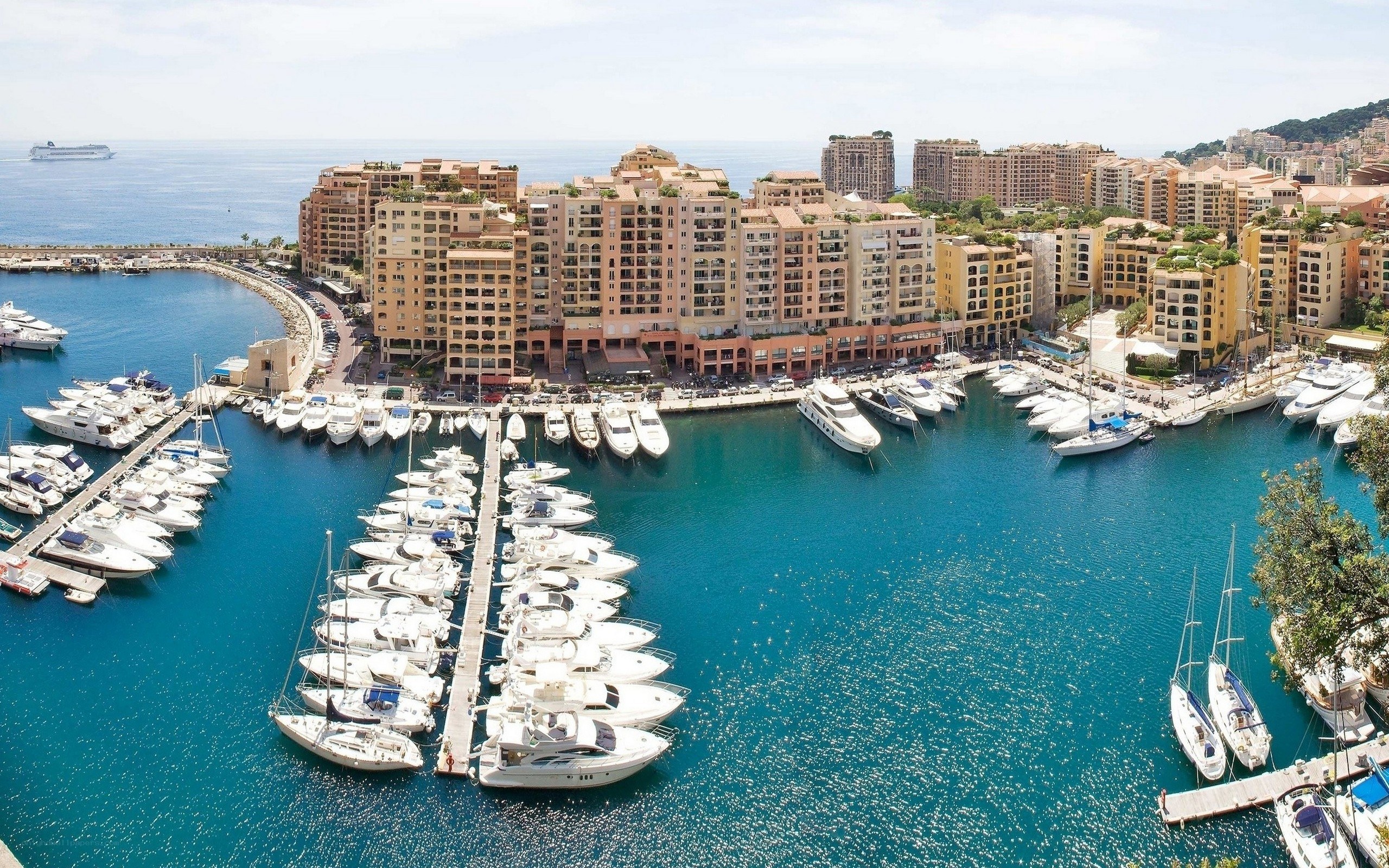 Marina with yachts and buildings